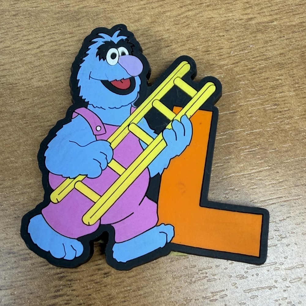 Sesame Street Alphabet Letter L Rubber Magnet Herry Monster Applause Vintage 90s